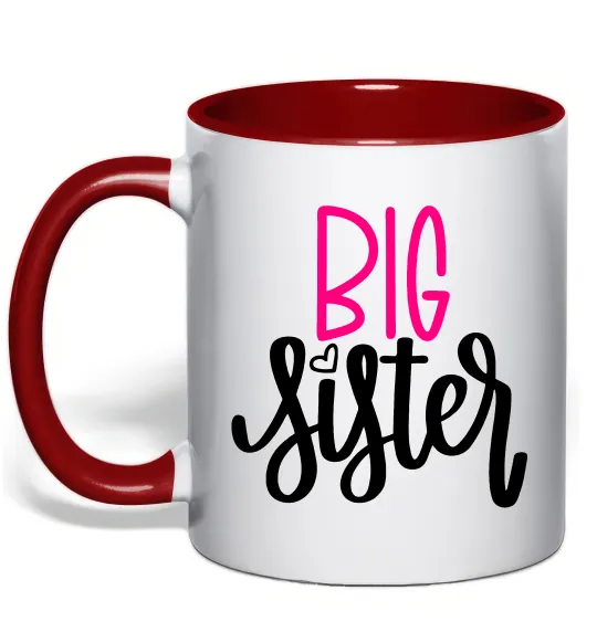 Чашка с цветной ручкой Big sister фіолетовий напис Красный фото