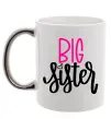 Чашка с цветной ручкой Big sister фіолетовий напис Серебро Чашка с цветной ручкой Big sister фіолетовий напис Серебро фото