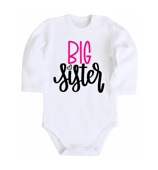 Детский боди Big sister фіолетовий напис Белый фото
