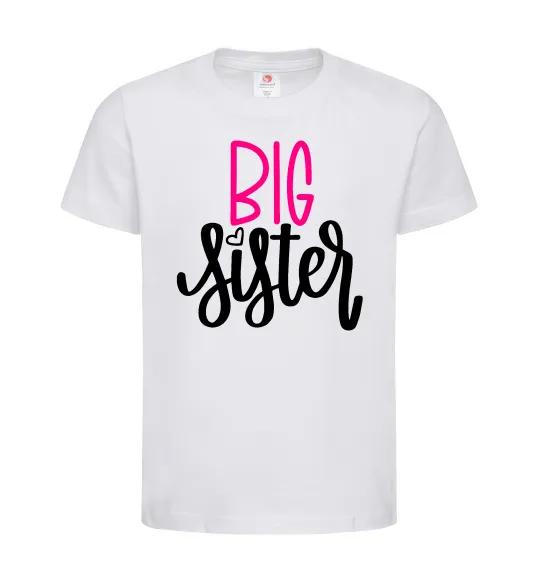 Дитяча футболка Big sister фіолетовий напис Білий фото