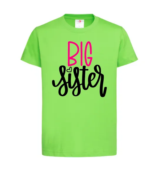 Дитяча футболка Big sister фіолетовий напис Лаймовий фото