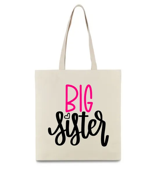 Эко-сумка Big sister фіолетовий напис Бежевый фото