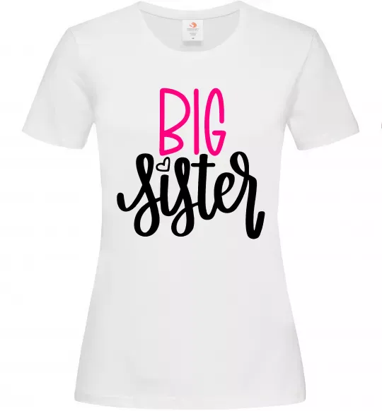 Женская футболка Big sister фіолетовий напис Белый фото