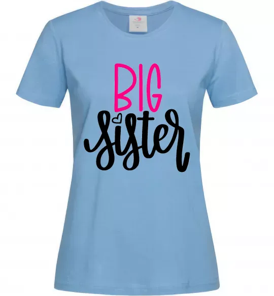 Женская футболка Big sister фіолетовий напис Голубой фото