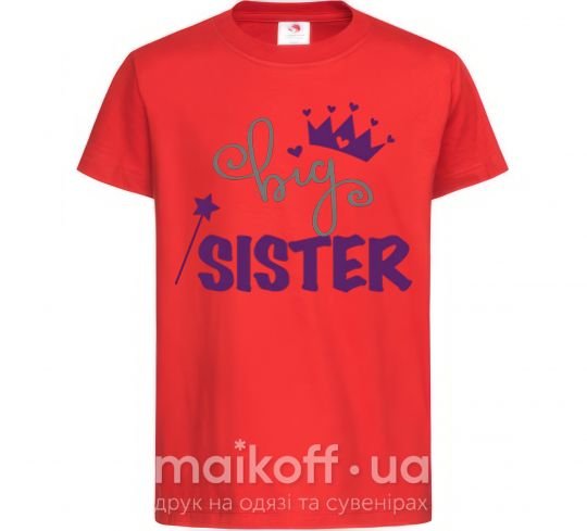 Детская футболка Big sister фиолетовая надпись Красный фото