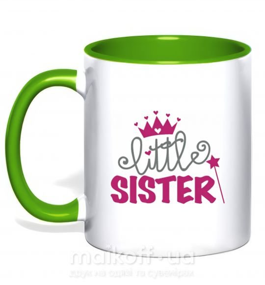Чашка з кольоровою ручкою Little sister Зелений фото