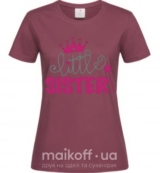 Жіноча футболка Little sister Бордовий фото
