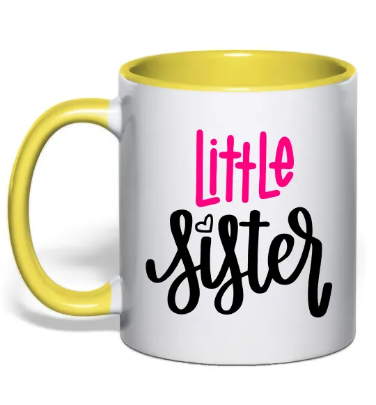 Чашка с цветной ручкой Little sister Солнечно желтый фото