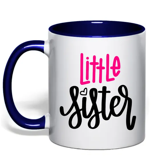 Чашка с цветной ручкой Little sister Глубокий темно-синий фото