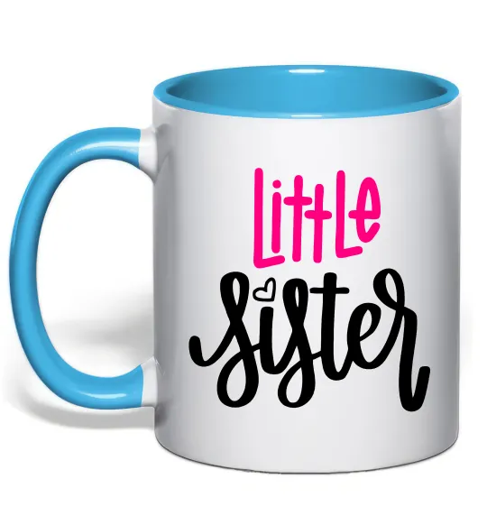 Чашка с цветной ручкой Little sister Голубой фото