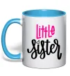 Чашка с цветной ручкой Little sister Голубой фото
