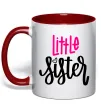 Чашка с цветной ручкой Little sister Красный фото