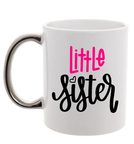 Чашка с цветной ручкой Little sister Серебро фото