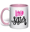 Чашка с цветной ручкой Little sister Нежно розовый фото