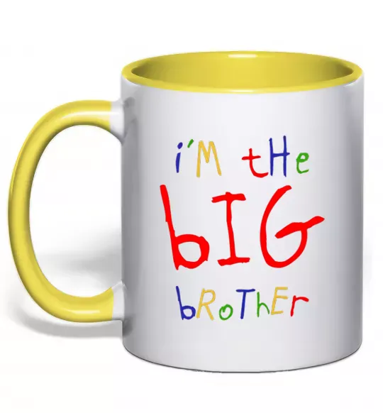 Чашка с цветной ручкой I am the big brother Солнечно желтый фото