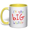 Чашка с цветной ручкой I am the big brother Солнечно желтый фото