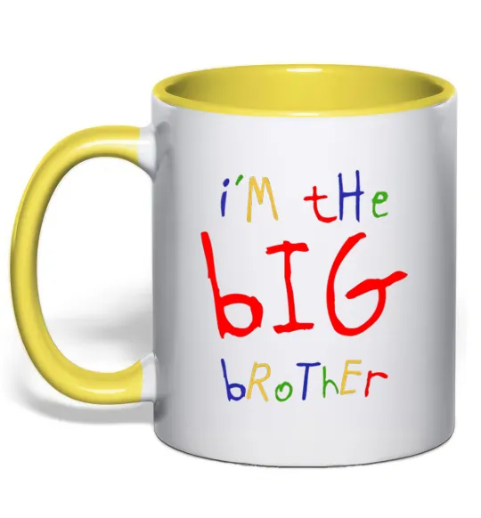 Чашка с цветной ручкой I am the big brother Лимонный фото