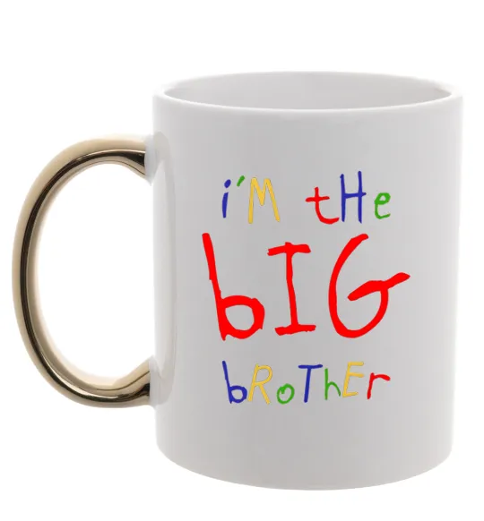 Чашка с цветной ручкой I am the big brother Золото фото
