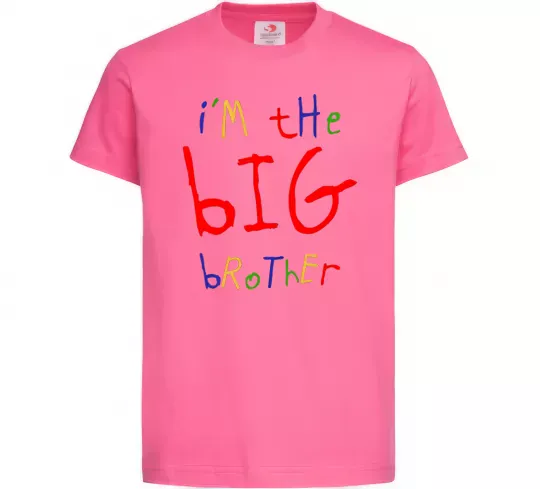 Дитяча футболка I am the big brother Яскраво-рожевий фото