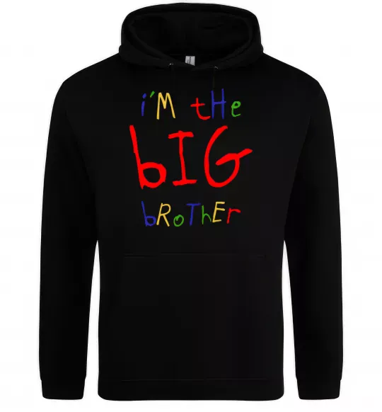 Чоловіча толстовка (худі) I am the big brother Чорний фото