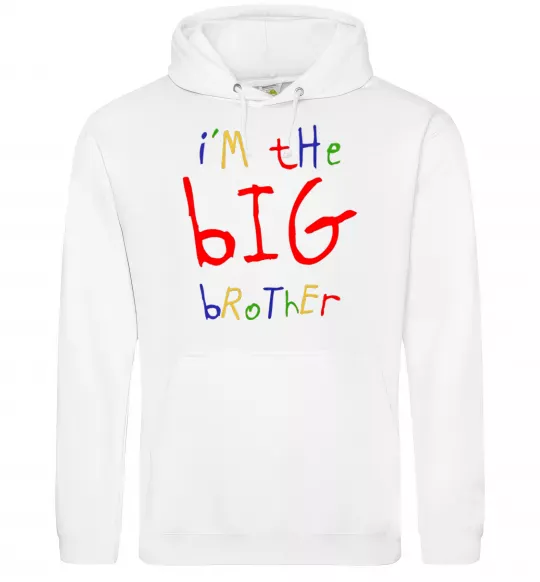 Чоловіча толстовка (худі) I am the big brother Білий фото