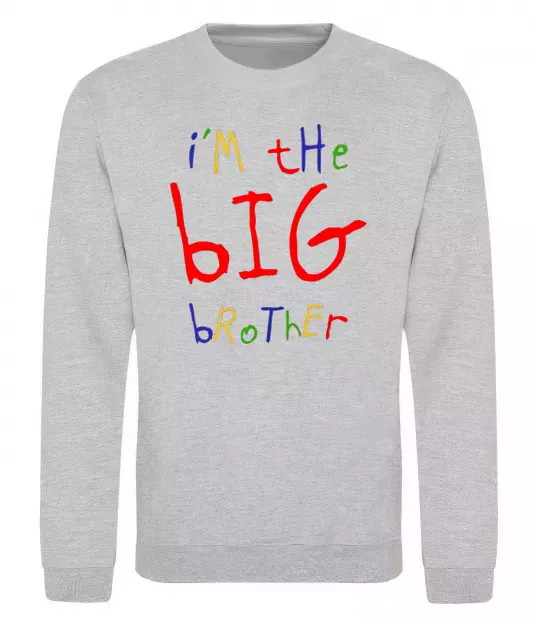 Свитшот I am the big brother Серый меланж фото