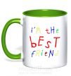 Чашка з кольоровою ручкою I am the best friend Зелений фото