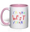 Чашка з кольоровою ручкою I am the best friend Ніжно рожевий фото