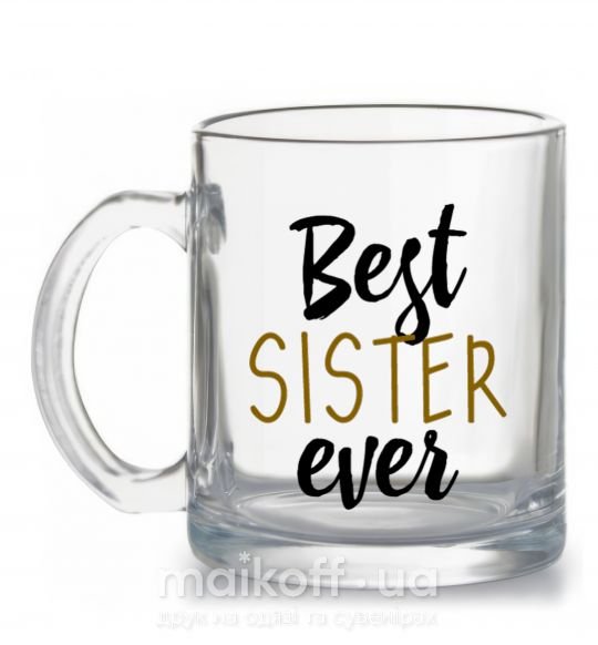 Чашка стеклянная надпись Best sister ever Прозрачный фото
