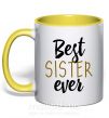 Чашка з кольоровою ручкою надпись Best sister ever Сонячно жовтий фото