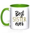 Чашка с цветной ручкой надпись Best sister ever Зеленый фото