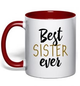 Чашка з кольоровою ручкою Напис Best sister ever Чашка з кольоровою ручкою Напис Best sister ever