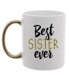 Чашка з кольоровою ручкою Напис Best sister ever Золото Чашка з кольоровою ручкою Напис Best sister ever Золото фото