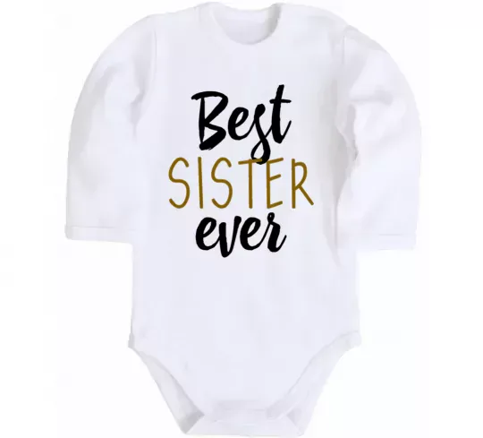 Детский боди Напис Best sister ever Белый фото