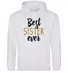 Жіноча толстовка (худі) Best sister ever flowers Сірий меланж фото
