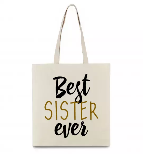 Еко-сумка Напис Best sister ever Бежевий фото