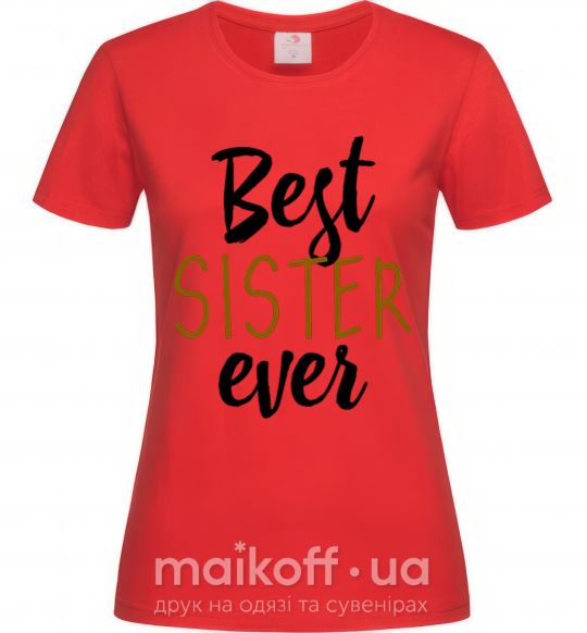 Женская футболка надпись Best sister ever Красный фото