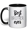 Чашка з кольоровою ручкою Best brother ever Чорний фото