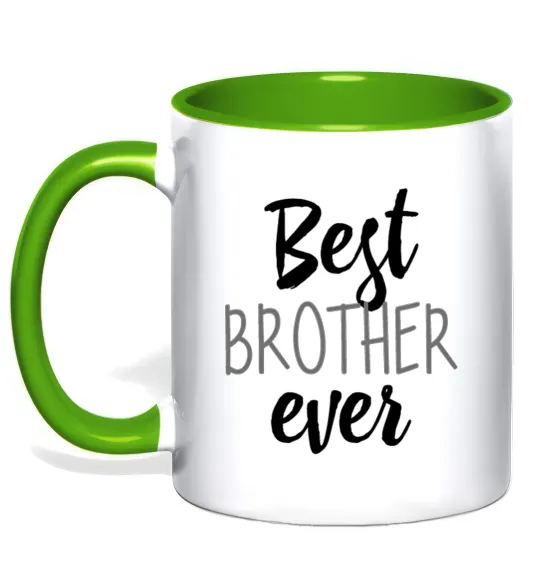 Чашка с цветной ручкой Best brother ever Лаймовый фото