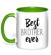 Чашка с цветной ручкой Best brother ever Лаймовый фото