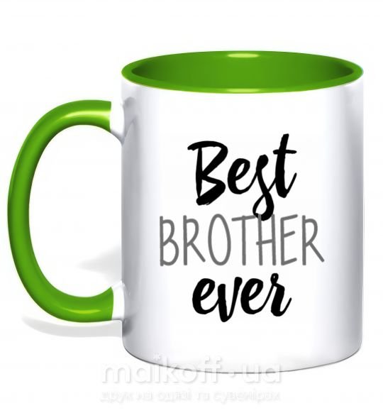 Чашка з кольоровою ручкою Best brother ever Зелений фото