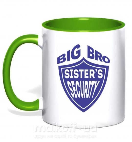 Чашка з кольоровою ручкою BIG BRO sisters security Зелений фото