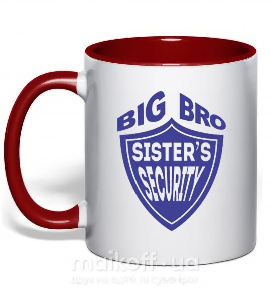Чашка с цветной ручкой BIG BRO sisters security Красный фото