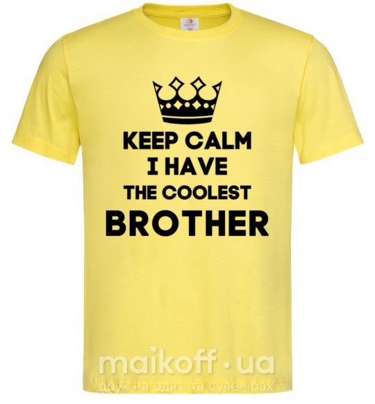 Мужская футболка Keep calm i have the coolest brother Лимонный фото