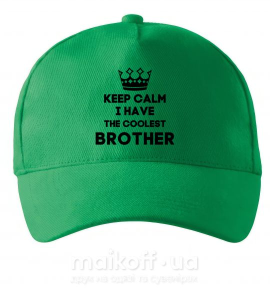 Кепка Keep calm i have the coolest brother Зелений фото