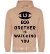 Мужская толстовка (худи) Big brother is watching you (глаз) Песочный фото