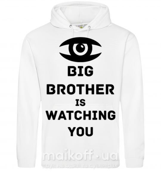 Женская толстовка (худи) Big brother is watching you (глаз) Белый фото