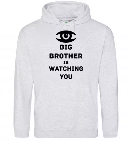 Мужская толстовка (худи) Big brother is watching you (глаз) Серый меланж фото