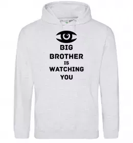 Мужская толстовка (худи) Big brother is watching you (глаз) Серый меланж фото