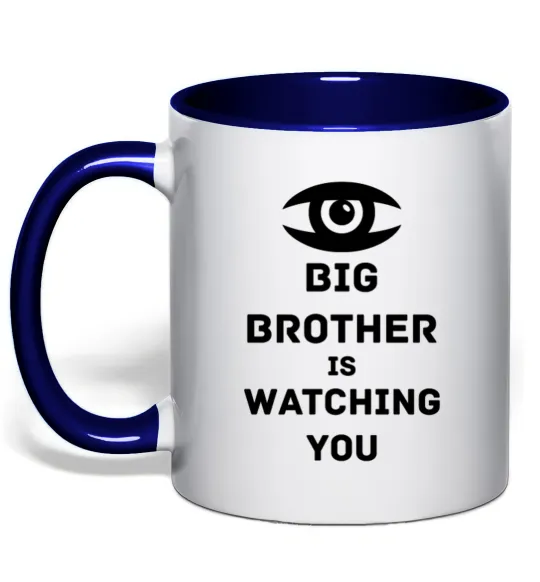 Чашка с цветной ручкой Big brother is watching you (глаз) Глубокий темно-синий фото